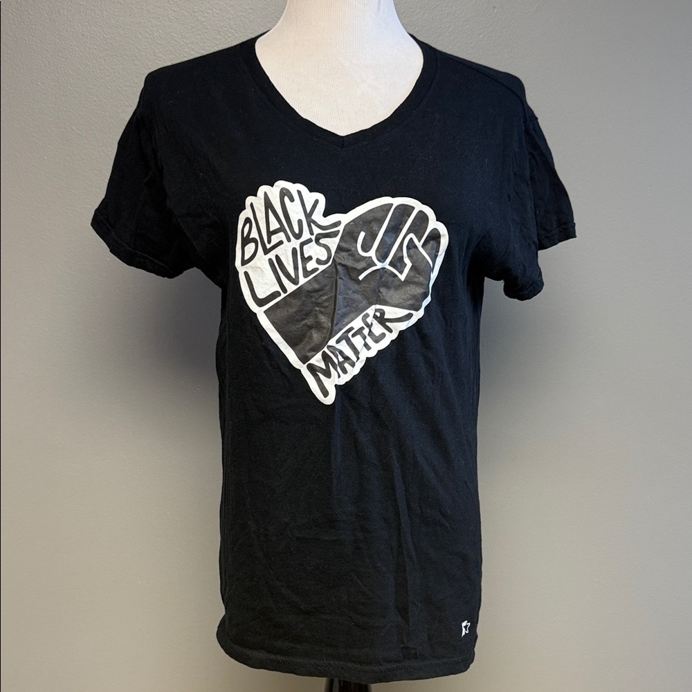 Starter Black Lives Matter Graphic T-Shirt Black Size S Cotton